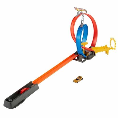 Hot Wheels - Energy Track Pista da Costruire con Doppio Giro della Morte, Anello di Fuoco e Macchinina, Giocattolo per Bambini 4+ Anni, GND92