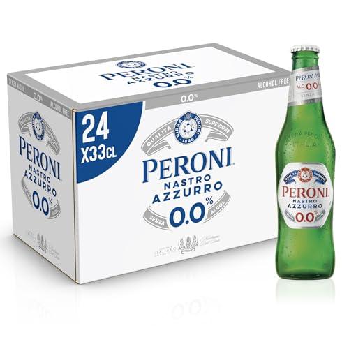 Peroni Nastro Azzurro 0.0 Birra Analcolica Premium Lager - Cassa da 24 Bottiglie da 33cl