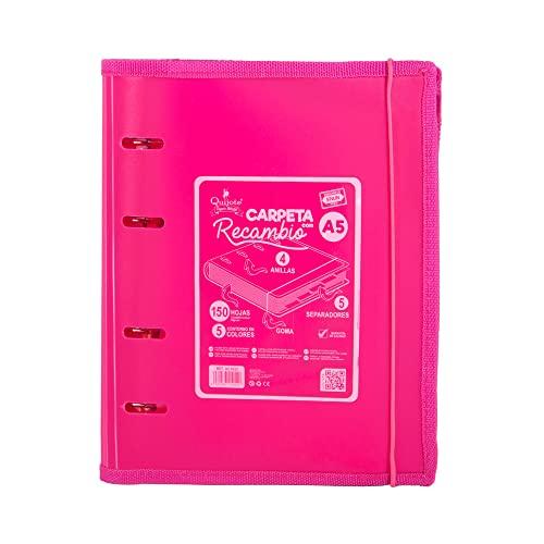 Starplast Cartella 4 Anelli A5 Rosa con 150 Fogli Colorati e Divisori