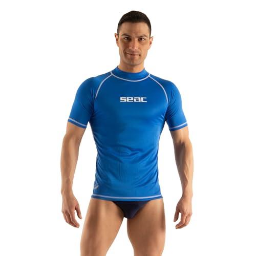 SEAC T-Sun Short Man, Maglia Protettiva Rash Guard per Snorkeling e Nuoto Anti UV, Blu