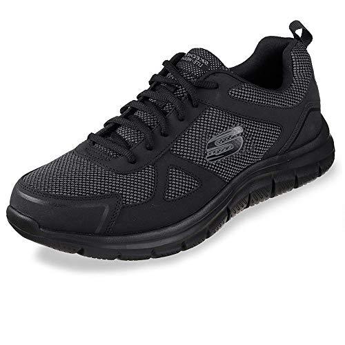 Skechers Track Bucolo, Scarpe running Uomo, Black Leather Mesh Trim