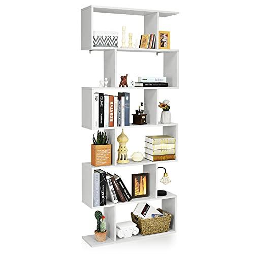 Libreria a 6 Ripiani COSTWAY - Design Moderno e Multifunzionale