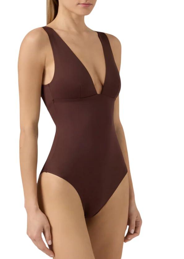 Saint Barth MC2 Costume Intero Calliope in Tessuto Tecnico Marrone