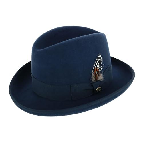 Epoch Hats Company Cappello da Padrino Homburg in Feltro di Lana da Uomo con Piuma, Marina Militare