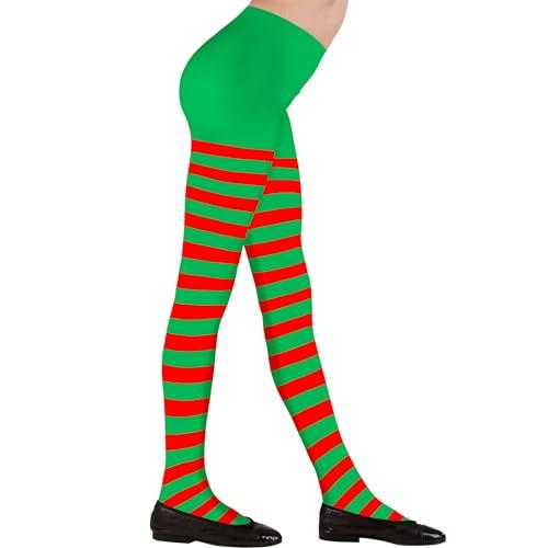WIDMANN MILANO Party Fashion - Collant a Righe Verde/Rosso 70 DEN per Bambini 7-10 Anni