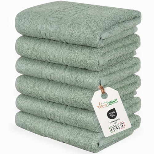 Nice HomeIT Set 6 Asciugamani Viso e Mani in Cotone Made in Italy