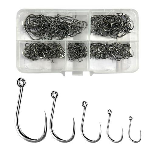 Dingbear Set 250 Ami da Pesca Senza Ardiglione in Acciaio al Carbonio