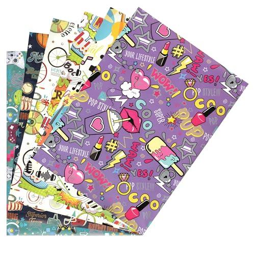 ARKRAFT carta da regalo set 6 fogli formato XXL 90 x 65 cm confezione senza plastica carta FSC