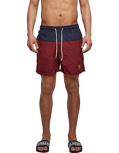 Urban Classics Block Swim Shorts - Pantaloncini da Bagno Uomo Nvy/Burgundy XL