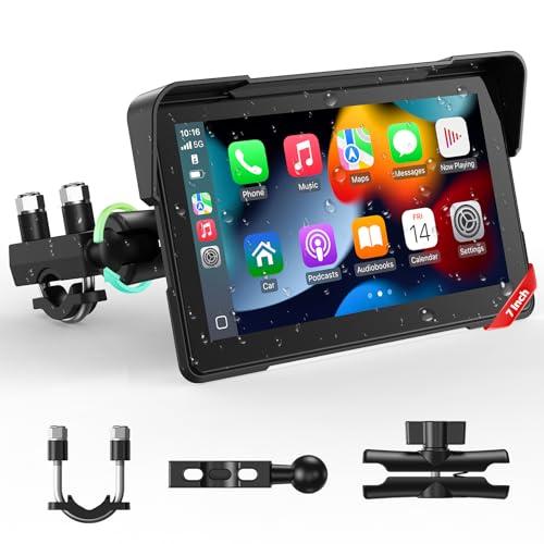 LAMTTO Schermo Wireless CarPlay e Android Auto per Moto - 7 Pollici Touch Screen Impermeabile