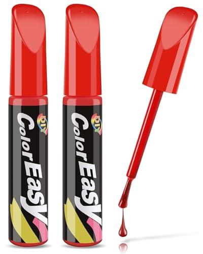 KEMUZ 2Pcs Penna per Vernice Auto, Pennarello Copri Graffi Rosso