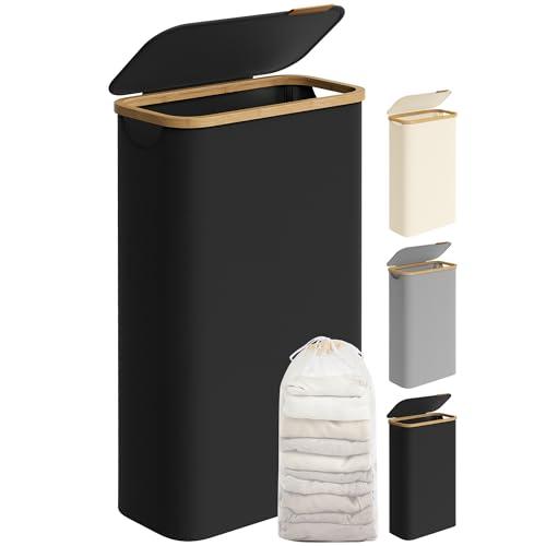 SONGMICS Cesto Portabiancheria Salvaspazio 65L con Coperchio Nero Inchiostro