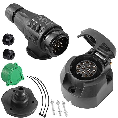 SPARKMOTO Spina e Presa Rimorchio 13 Poli - Connettore Impermeabile per Gancio Traino Auto e RV