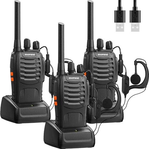 Baofeng PMR446 - Set di 3 Walkie Talkie Ricetrasmettitori con Accessori