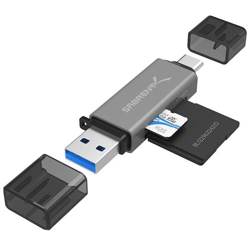 SABRENT Lettore Schede SD & micro SD, Alta Velocità Adattatore USB 3.0 Tipo C OTG, Supporta SD, SDHC, SDXC, MMC/MicroSD, T-Flash (CR-BCA2)