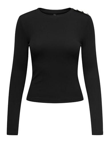 ONLY Onlcheckie Life L/S Top Box Jrs, Black/Detail:Rhinestones, L Donna