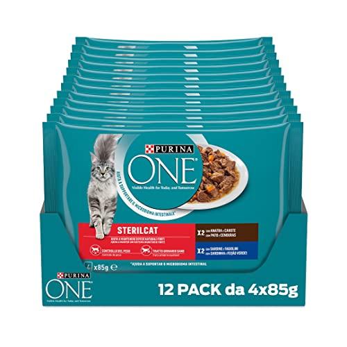 PURINA ONE Sterilcat Cibo Umido per Gatti Adulti Sterilizzati Paté con Anatra e Sardine 48 Buste da 85g