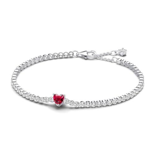 Bracciale Tennis con Cuore Rosso Pandora