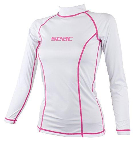 Seac T-Sun Long Lady, Maglia protettiva Rash Guard per snorkeling e nuoto anti UV, bianca, XS