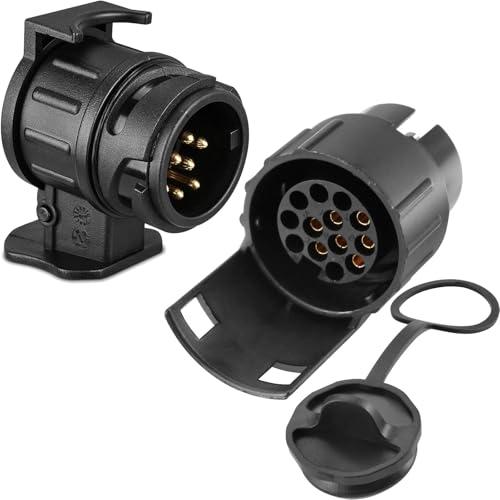 ETUKER Adattatore Rimorchio 7 Poli a 13 Poli e Adattatore Rimorchio 13 Poli a 7 Poli,Connettore Convertitore per Portabici Gancio Traino Auto