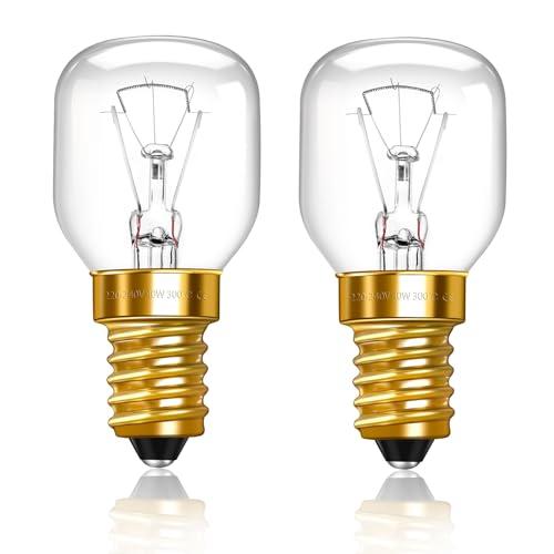 Lampadina E14 per Forno Dimmerabile 230V, Resistente al Calore 300°C, 360LM Bianco Caldo 2700K (2 Pezzi)