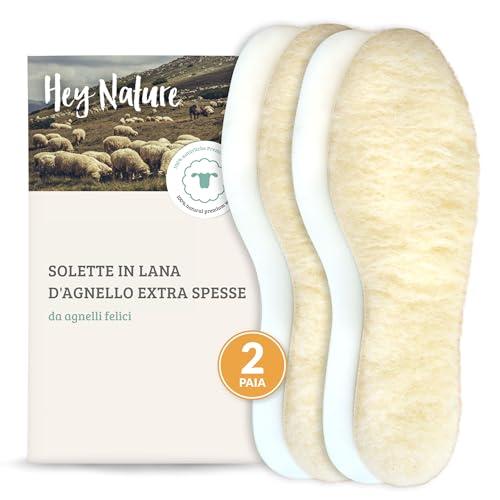 Hey Nature Solette in Lana d'Agnello - Calore Naturale per i Tuoi Piedi (2 Paia)