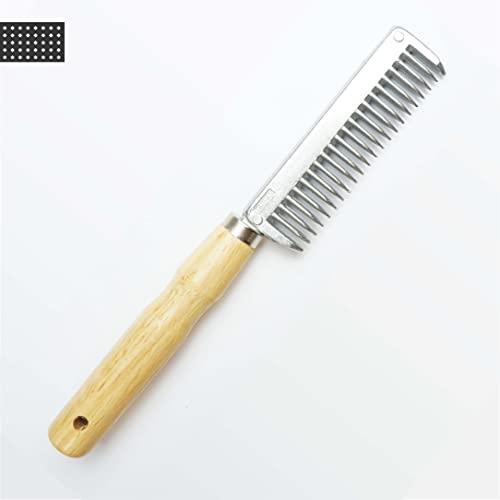 Pettine per Criniera Cavalli e Asinelli in Metallo con Manico in Legno