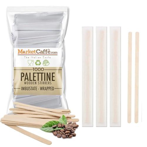 1000 Palettine Caffè Monouso in Legno Biodegradabile e Compostabile