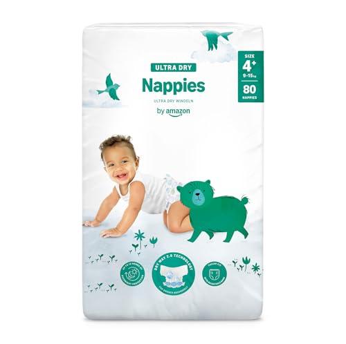 Marchio Amazon - Mama Bear Pannolini ultra asciutto, Taglia 4+ (9-15 kg), Con canali d'areazione, Bianco, 80 Unità (1 confezioni da 80) - Nuova versione