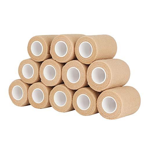 PHYTOP Benda Coesiva Elastica Autoadesiva Beige, 12 Rotoli 7,5cm x 4,5m