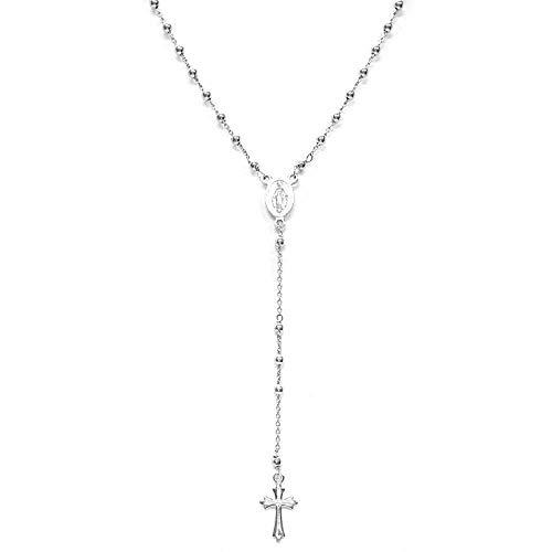 Collana Rosario in Argento 925 con Croce e Medaglietta Madonna - Linea Italia Gioielli