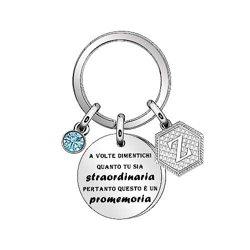 Ispirativo regalo portachiavi, argento A-Z 26 lettera iniziale ciondolo portachiavi a volte dimenticati quanto tu sia straordinaria pertanto questo è un promemoria Per Figlia Sorella Amici Mamma