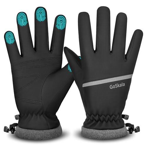 GoSkala Guanti Invernali Touchscreen Donna e Uomo, Guanti da ciclismo termici invernali, antivento, Sportivi Snowboard Sottili Scooter Mtb Ciclismo Bici Running Lavoro Guida Moto, Nero, M