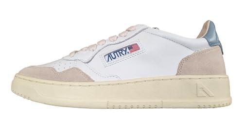 Autry Low Woman Leather Sneakers Bianco Blu