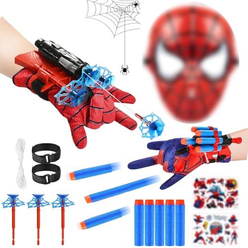 WYFDCZZP Set di 2 Guanti e Maschera Spiderman con Lanciatore di Ragnatele