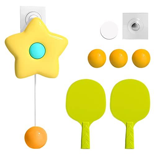 TNSLAND Set da Ping Pong da Appendere per Interni Con Gancio Adesivo, Creativo, Auto-Allenamento, Colore Giallo