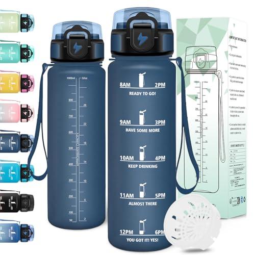 Motswedi Borraccia Motivazionale da 1 Litro Blu Scuro, a Prova di Perdite e Riutilizzabile