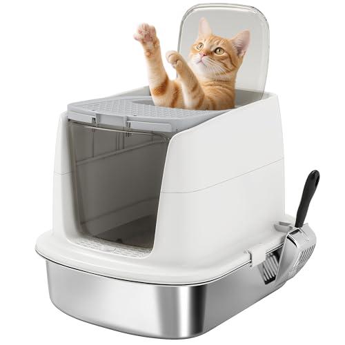 PawHut Lettiera per Gatti Chiusa a 2 Ingressi con Deodorante e Paletta