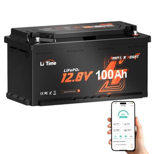 LiTime Lifepo4 Batteria 12V 100Ah H190 Bluetooth, Dimensioni della batteria per camper DIN H8 L5 GROUP49, 100BMS e protezione contro le temperature basse, Progettato appositamente per caravane europee