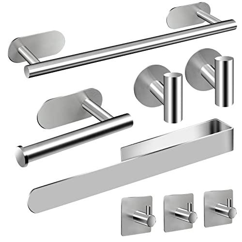 AIKER Set Accessori Bagno Adesivi in Acciaio Inox 304 - 8 Pezzi