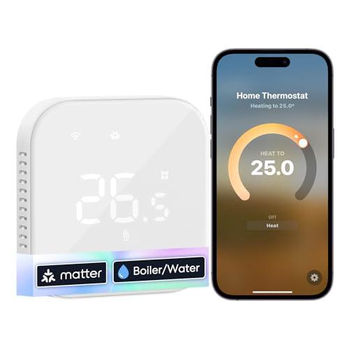 Meross Matter Termostato WiFi Smart per Caldaie, Riscaldamento e Raffreddamento
