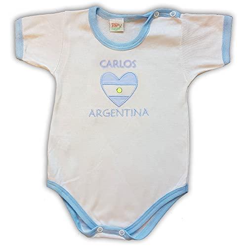 Zigozago - Body Neonato Manica Corta in Cotone Elasticizzato Cuore Argentina