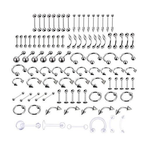 LuLyL Set di 92 piercing: Varietà e Stile in Acciaio Inossidabile 316L