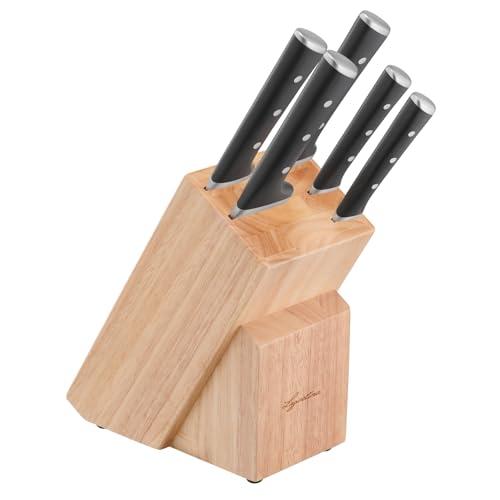 Lagostina Iceforce Set da Cucina - Ceppo in Legno con 5 Coltelli in Acciaio Inox