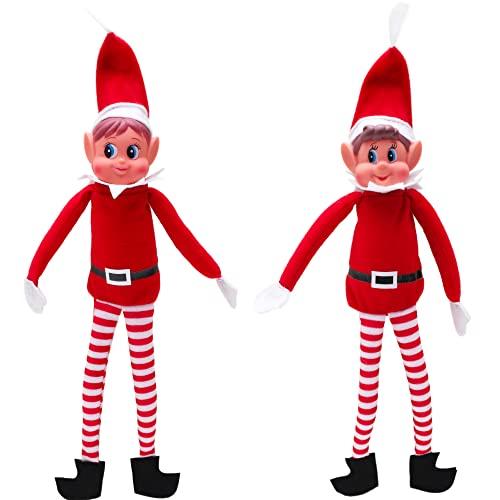 Toyland® Elves Behavin Badly - Set di 2-12 Pollici Elfo Ragazza e Elfo Ragazzo Peluche con Gambe Lunghe, Corpo Morbido e Testa in Vinile - Novità Giocattoli Natalizi
