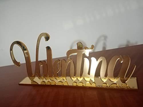 Nome o Scritta Personalizzata in Vetro Acrilico Specchiato o Plexiglass Colorato con Base - Larghezza Max 30cm