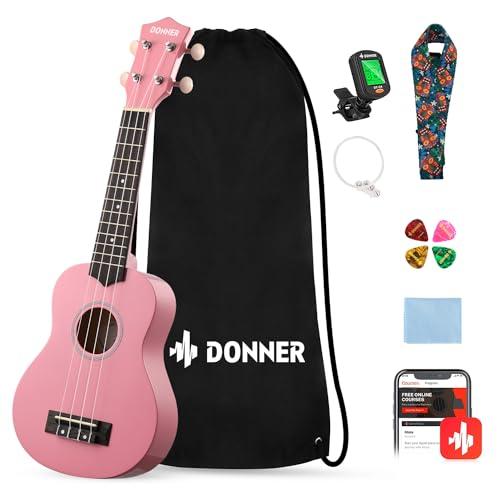 Donner Ukulele Soprano Rosa - Kit Completo per Principianti