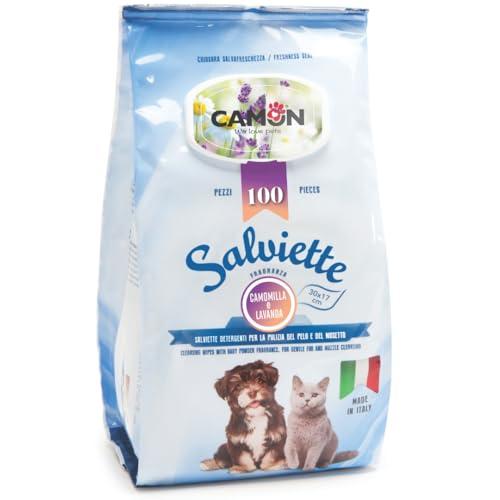 CAMON Salviette Detergenti per Cani e Gatti Lavanda e Camomilla