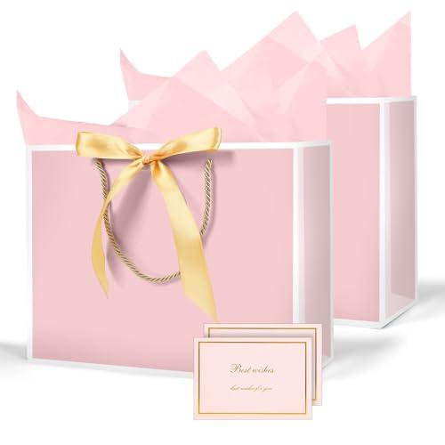 AMFUN Sacchetti Regalo in Carta con Maniglia e Nastro, Set Completo per Occasioni Speciali