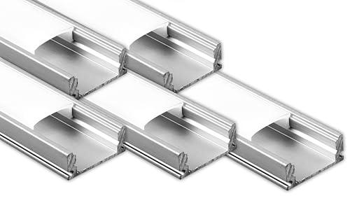 V-TAC Kit 5x Profili in Alluminio per Strisce LED da 2 Metri con Copertura Opaca